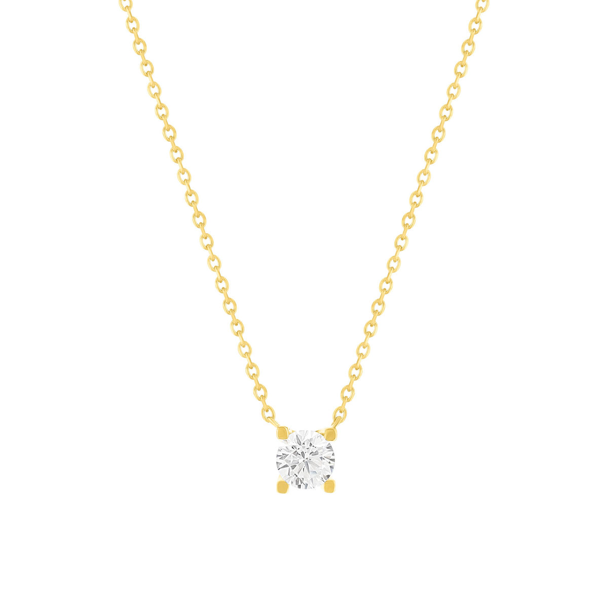 Collier solitaire or 750 jaune diamant HP1 0.4 carat 42cm