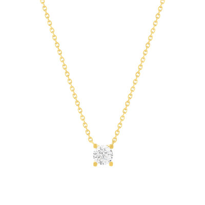 Collier solitaire or 750 jaune diamant HP1 0.4 carat 42cm