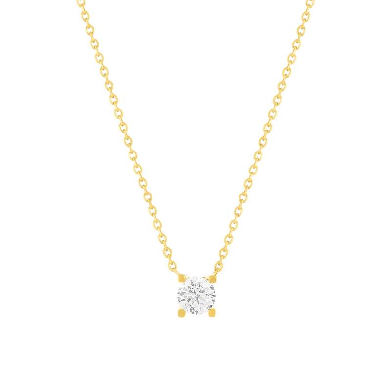 Collier solitaire or 750 jaune diamant HP1 0.4 carat 42cm - vue 1