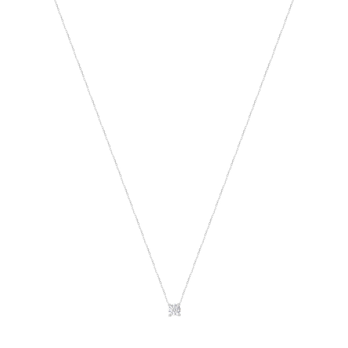 Collier solitaire or 750 blanc diamant HP1 0.5 carat 42cm