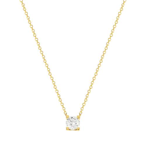 Collier solitaire or 750 jaune diamant HP1 0.5 carat 42cm