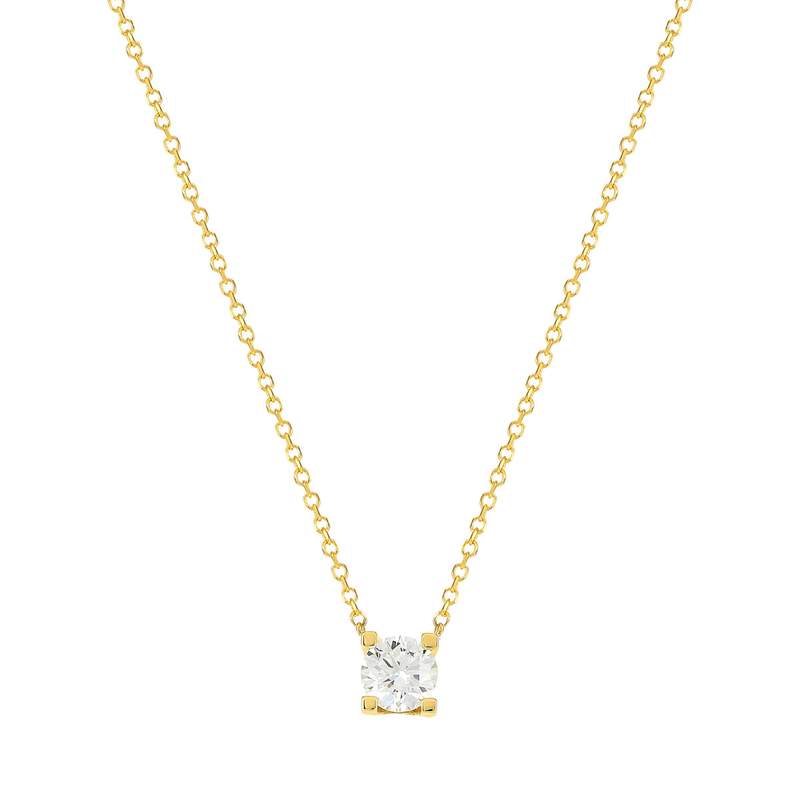 Collier solitaire or 750 jaune diamant HP1 0.5 carat 42cm - vue 1