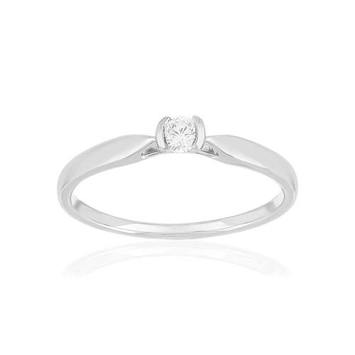 Solitaire or 750 blanc diamant HP1 0.15 carat