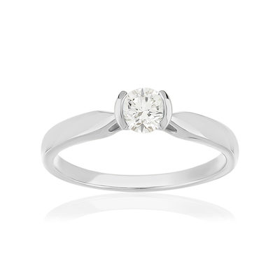 Solitaire gold 750 white diamond 1 0.3 carat