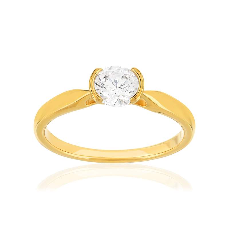 Solitaire or 750 jaune diamant HP1 0.5 carat - vue 1