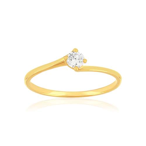 Solitaire gold 750 yellow diamond HSI 0.15 carat