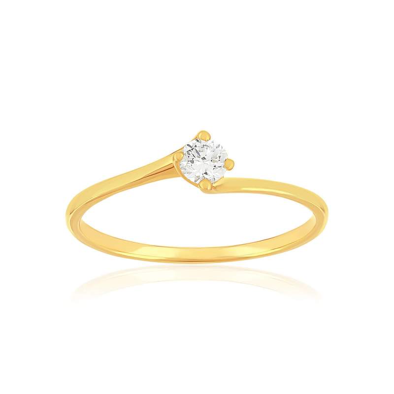 Solitaire or 750 jaune diamant HSI 0.15 carat - vue 1