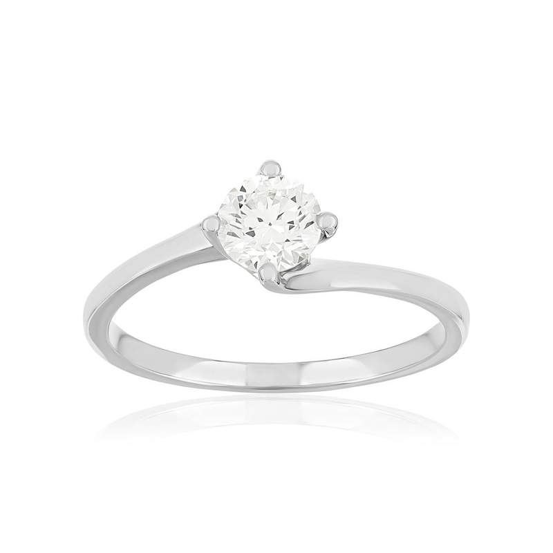 Solitaire or 750 blanc diamant HSI 0.5 carat - vue 1