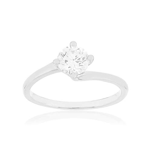 Solitaire or 750 blanc diamant HSI 0.7 carat