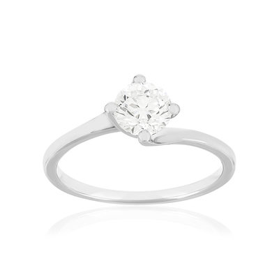 Solitaire or 750 blanc diamant HSI 0.8 carat
