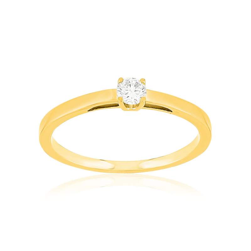 Solitaire or 750 jaune diamant HSI 0.1 carat - vue 1