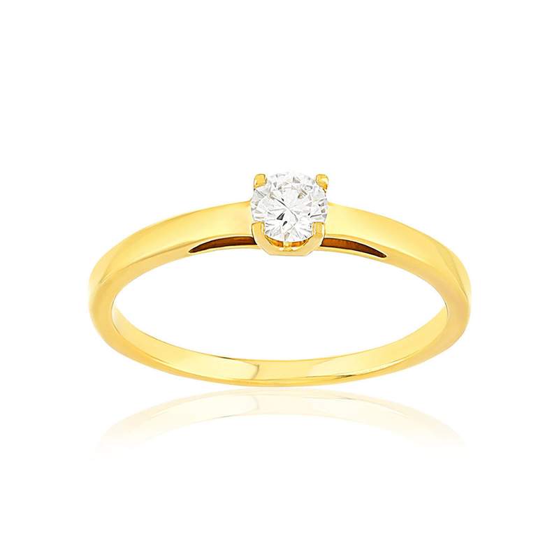 Solitaire or 750 jaune diamant HSI 0.15 carat - vue 1