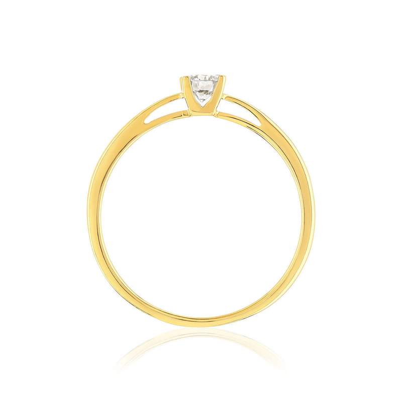 Solitaire or 750 jaune diamant HSI 0.15 carat - vue 2