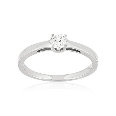 Solitaire or 750 blanc diamant HSI 0.2 carat