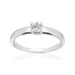 750 White Gold Solitaire Ring with 0.25-Carat HSI Diamond - View 1