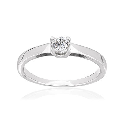 Solitaire gold 750 white diamond HSI 0.25 carat