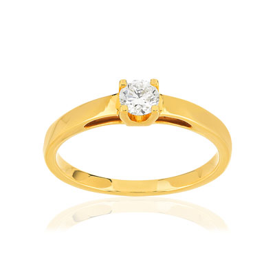 Solitaire or 750 jaune diamant HSI 0.25 carat