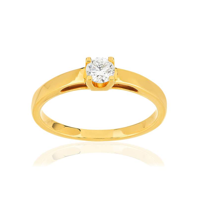 Solitaire or 750 jaune diamant HSI 0.25 carat - vue 1