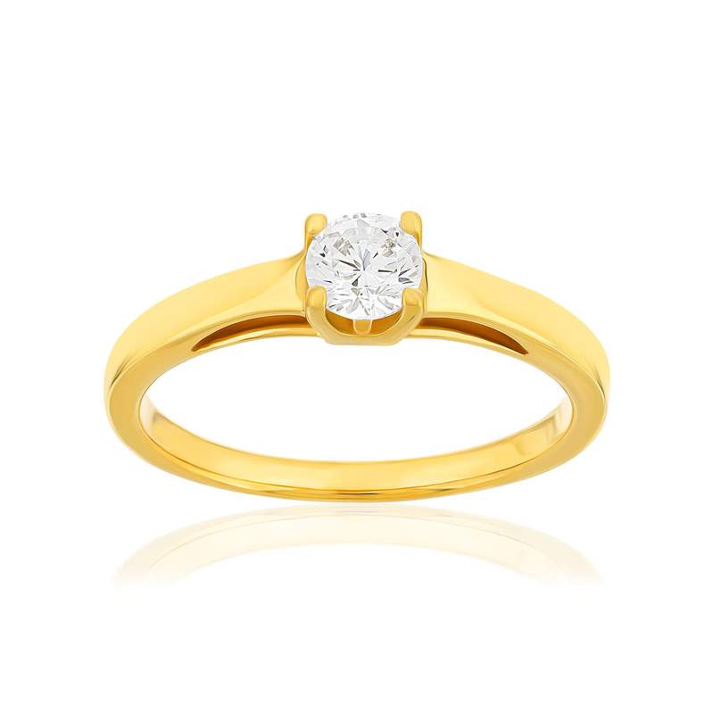Solitaire or 750 jaune diamant HSI 0.4 carat - vue 1