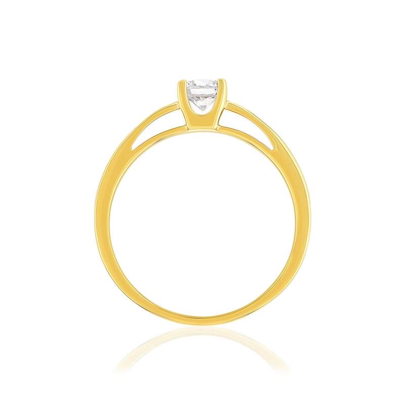 Solitaire or 750 jaune diamant HSI 0.4 carat - vue 2
