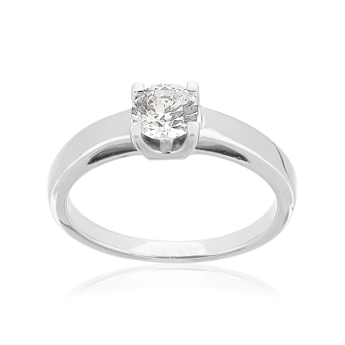 Solitaire or 750 blanc diamant HSI 0.5 carat