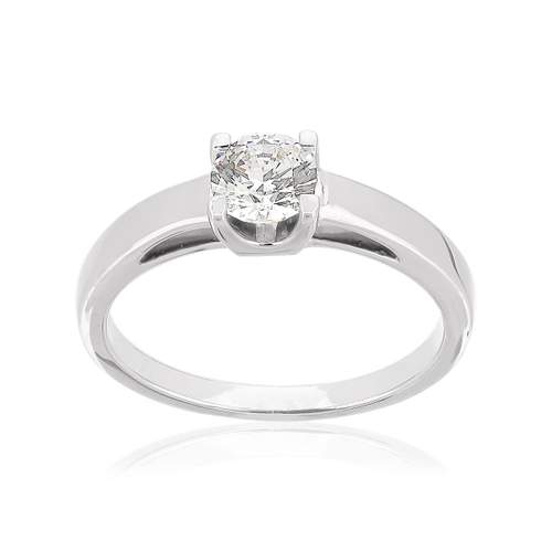 Solitaire or 750 blanc diamant HSI 0.5 carat