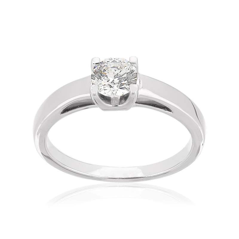 Solitaire or 750 blanc diamant HSI 0.5 carat - vue 1