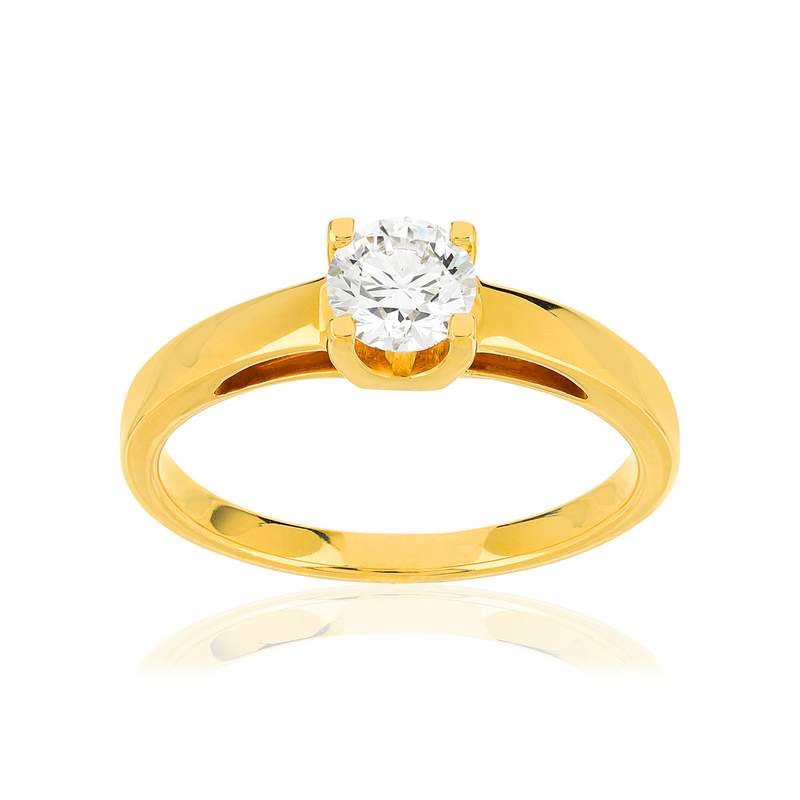 Solitaire or 750 jaune diamant HSI 0.5 carat - vue 1