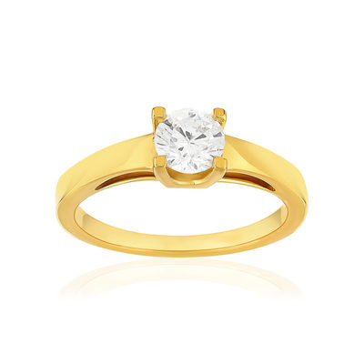 Solitaire or 750 jaune diamant HSI 0.7 carat