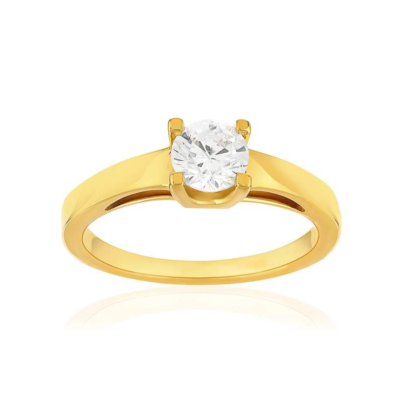 Solitaire or 750 jaune diamant HSI 0.7 carat - vue 1