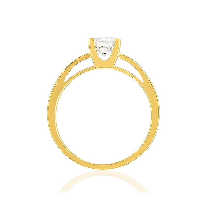 Solitaire or 750 jaune diamant HSI 0.7 carat - vue 2