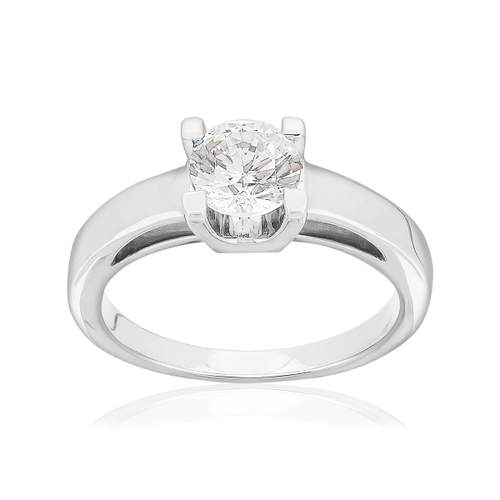 Solitaire or 750 blanc diamant HSI 1 carat