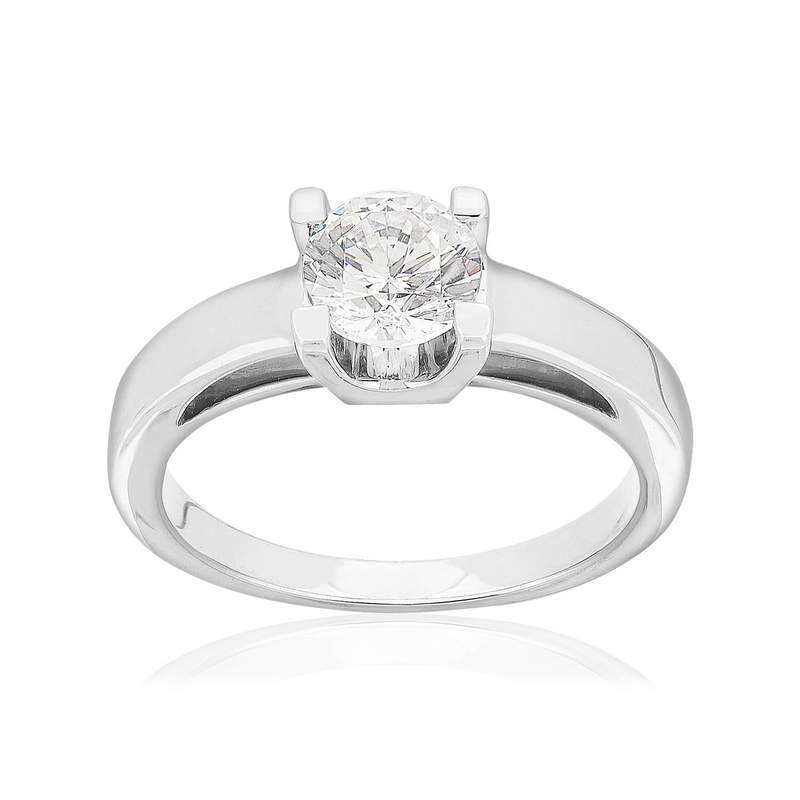 Solitaire or 750 blanc diamant HSI 1 carat - vue 1