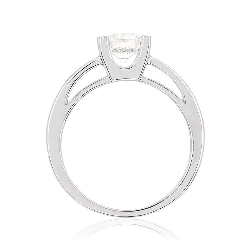 Solitaire or 750 blanc diamant HSI 1 carat - vue 2