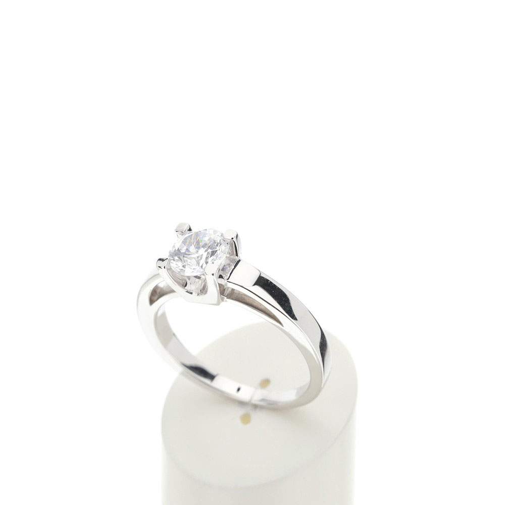 Solitaire or 750 blanc diamant HSI 1 carat - vue 3