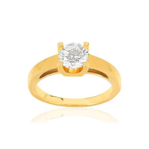 Solitaire or 750 jaune diamant HSI 1 carat