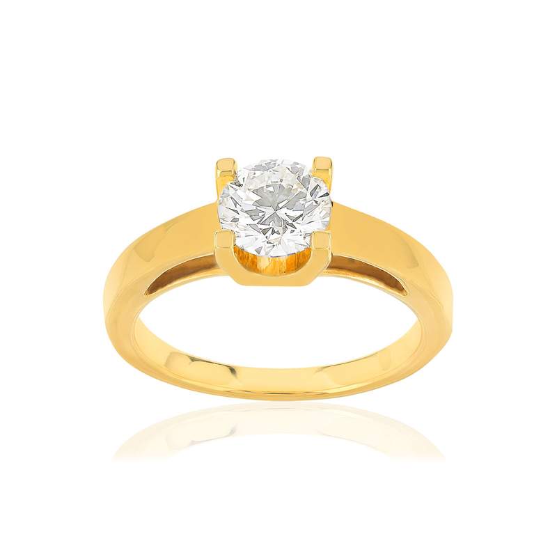 Solitaire or 750 jaune diamant HSI 1 carat - vue 1