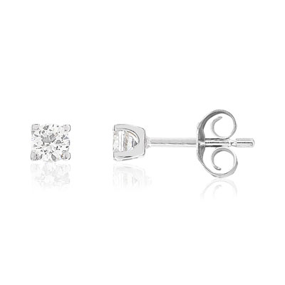 Boucles d'oreilles or 750 blanc diamant HSI 0,3 carat