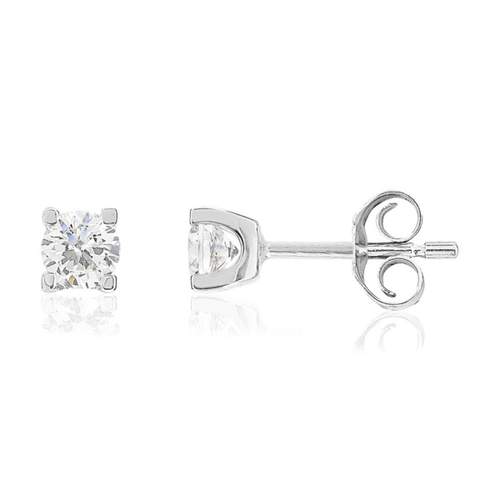 Boucles d'oreilles or 750 blanc diamant HSI 0,5 carat