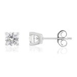 Boucles d'oreilles or 750 blanc diamant HSI 1 carat - vue 1