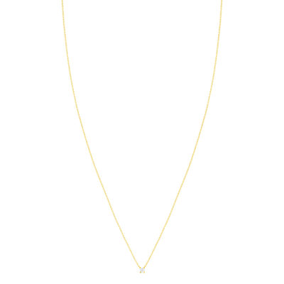 Collier solitaire or 750 jaune diamant HSI 0.2 carat 42cm