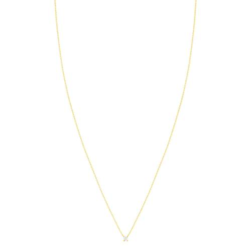 Solitaire necklace gold 750 yellow diamond HSI 0.2 carat 42cm