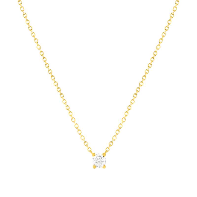Collier solitaire or 750 jaune diamant HSI 0.2 carat 42cm - vue 4