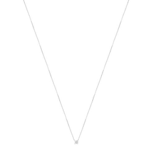 Collier solitaire or 750 blanc diamant HSI 0.25 carat 42cm
