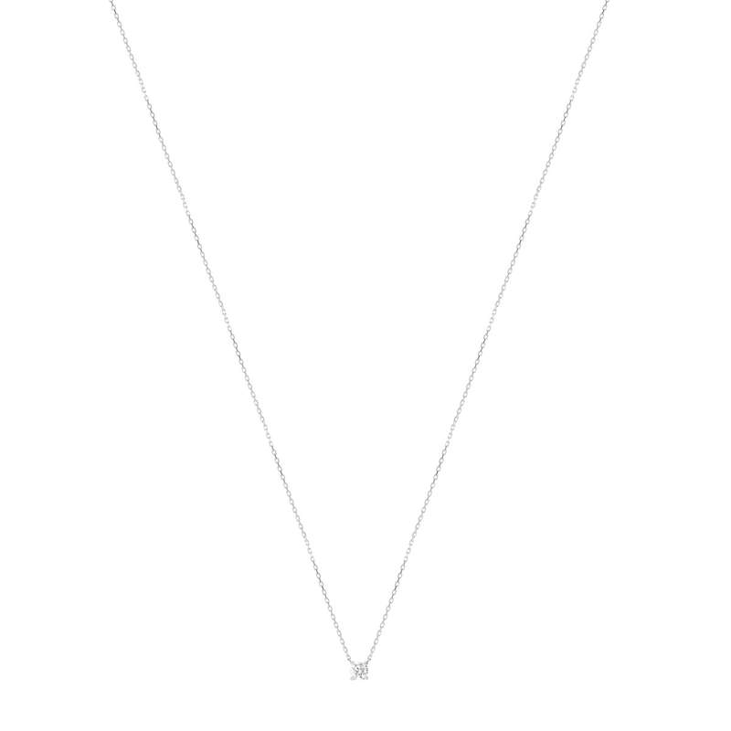 Collier solitaire or 750 blanc diamant HSI 0.25 carat 42cm - vue 1