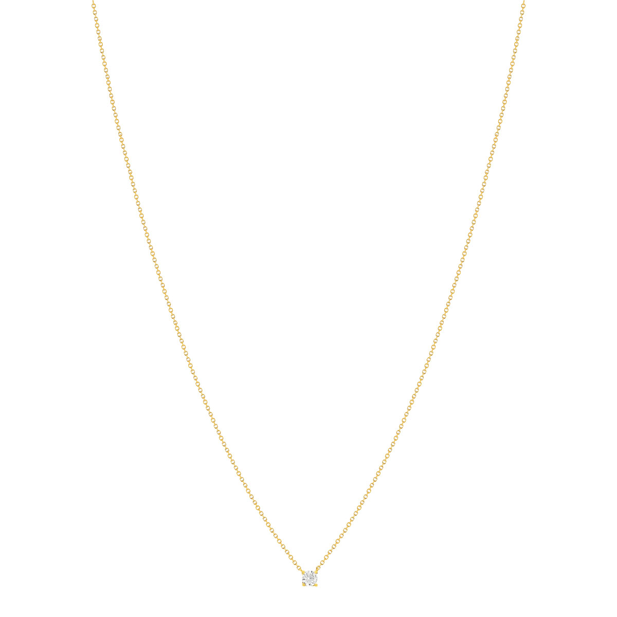 Collier solitaire or 750 jaune diamant HSI 0.25 carat 42cm - vue 2