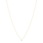 Solitaire necklace gold 750 yellow diamond HSI 0.25 carat 42cm - view 2