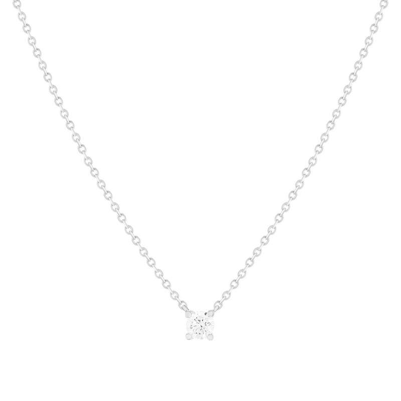 Collier solitaire or 750 blanc diamant HSI 0.3 carat 42cm - vue 1