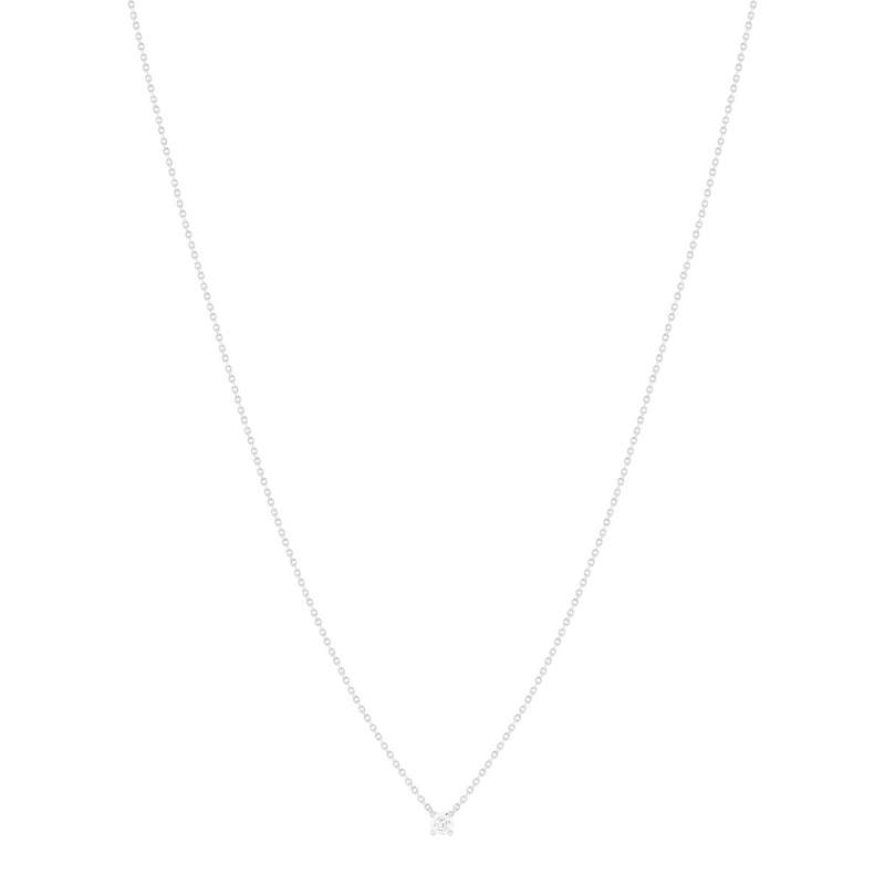 Collier solitaire or 750 blanc diamant HSI 0.3 carat 42cm - vue 2