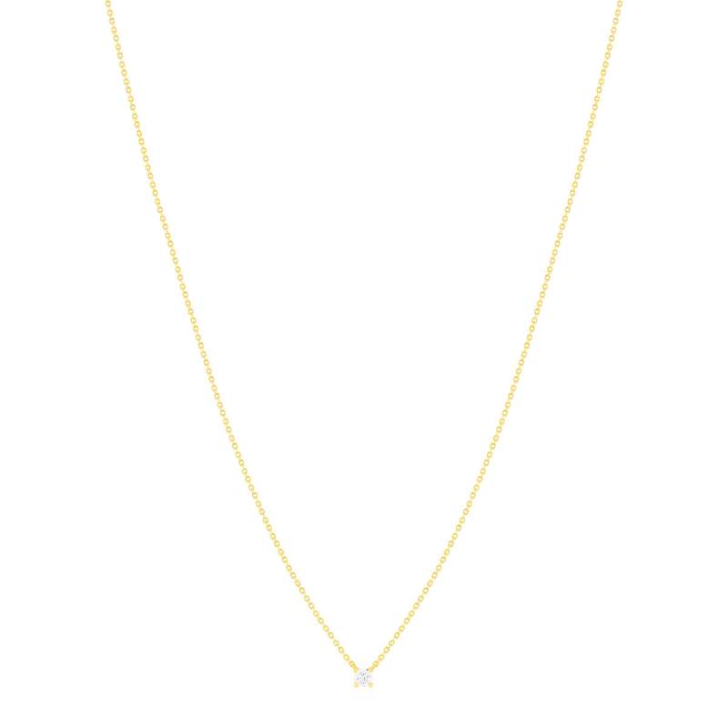 Collier solitaire or 750 jaune diamant HSI 0.3 carat 42cm - vue 1